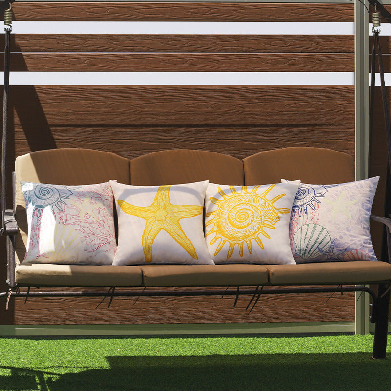 Quadratischer Outdoor-Kissenbezug mit Seestern-Design aus wasserabweisendem Polyester