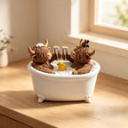 Bathing Highland Cow Decorative Figure
