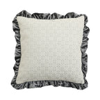 Square decorative pillow in Baroque style with velvet ruffle and putto jacquard