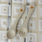 Silicone Baby Feeding Spoon and Fork Set with Soft-Tip Ergonomic Handles