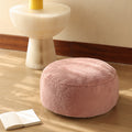 Low leather pouf with plush microfibre cover and shape-retaining foam filling