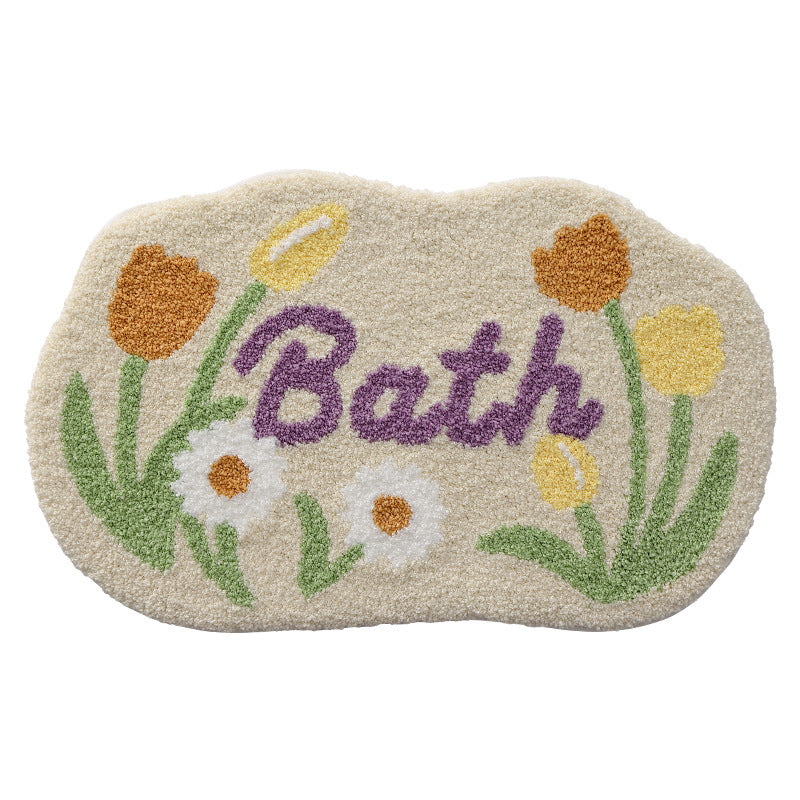 Textured Floral Bath Mat