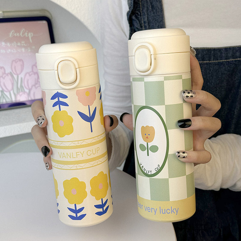 Women's Insulated Water Bottle with Floral Design