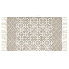 Flat-woven cotton runner with Mediterranean tile jacquard