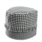 Padded Pouf Ottoman with Woven Structure and Carrying Handle