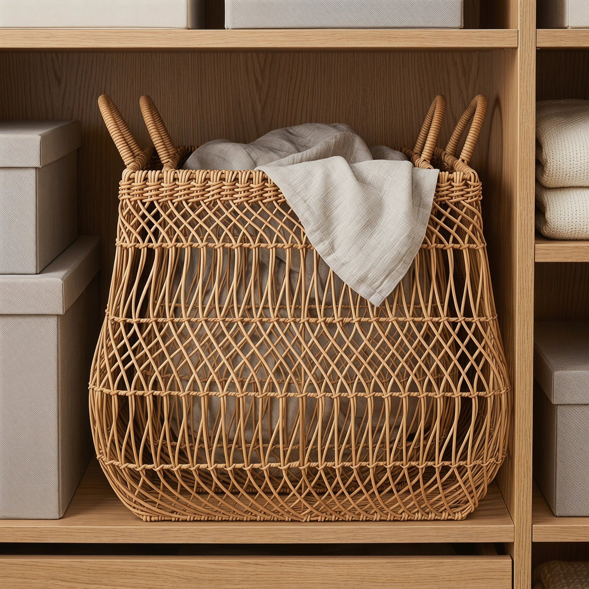 Handwoven Storage Basket with Open Design
