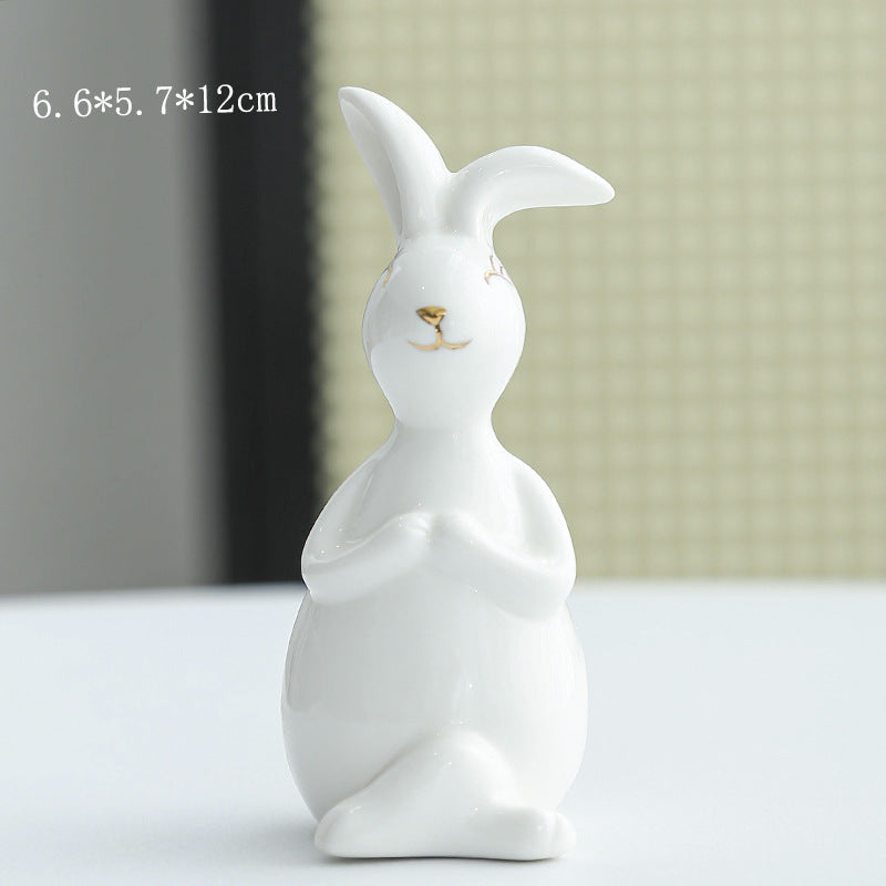 Decorative Ceramic Bunny Figurine