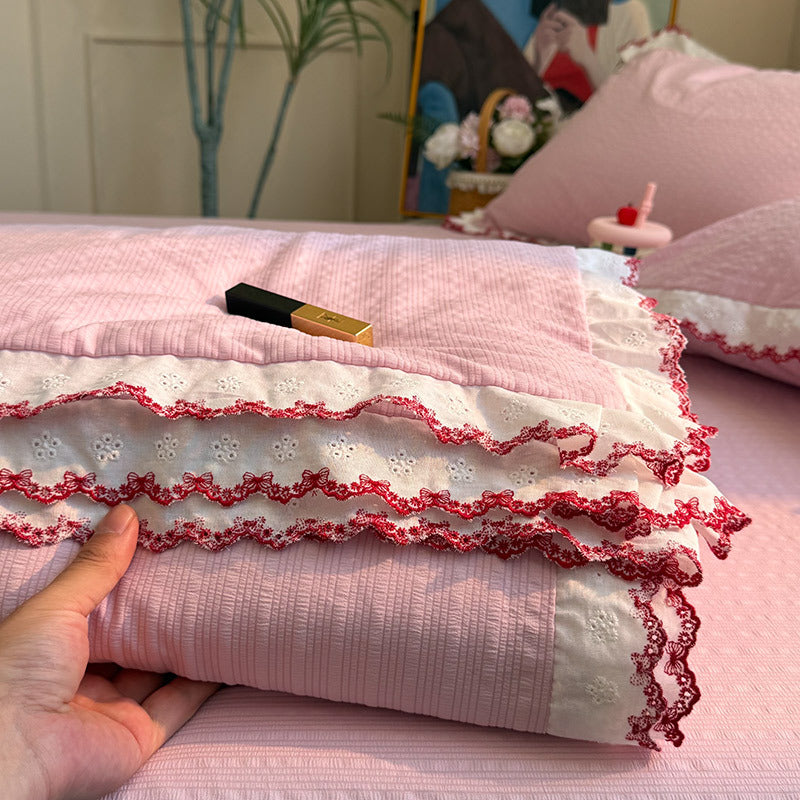 Women's Bedspread with Lace Embellishments