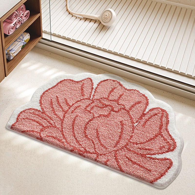 Textured Floral Bath Mat