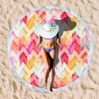 Rundes Strandtuch mit Sonnenuntergangs-Design