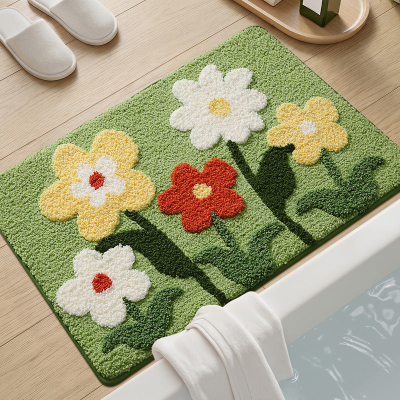 Textured Floral Bath Mat