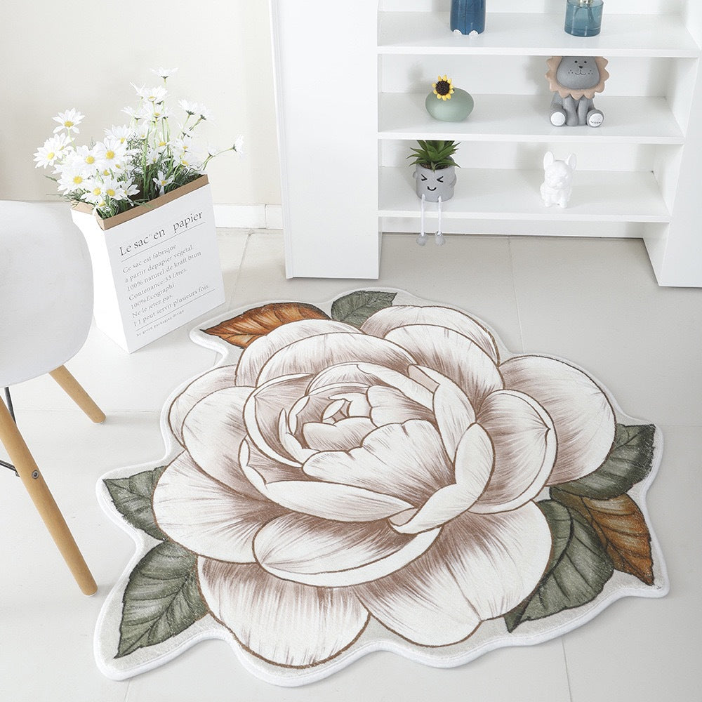 Floral Print Round Area Rug