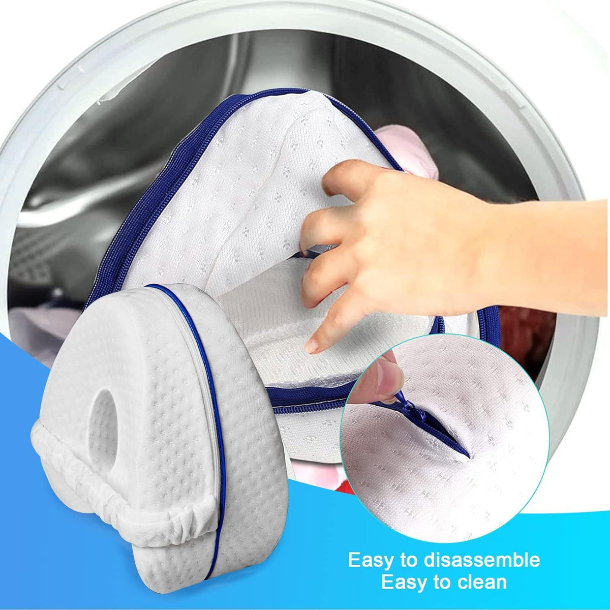 Ergonomic Contoured Memory Foam Knee Pillow with Adjustable Strap