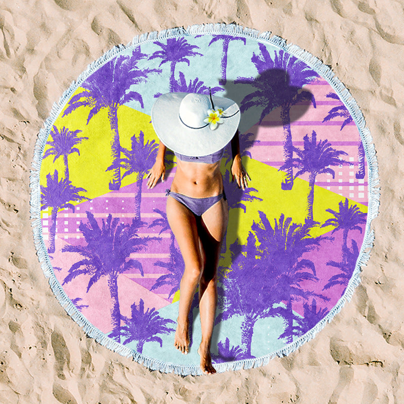 Rundes Strandtuch mit Sonnenuntergangs-Design