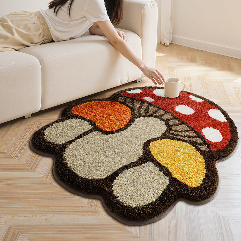 Mushroom-Shaped Plush Area Rug