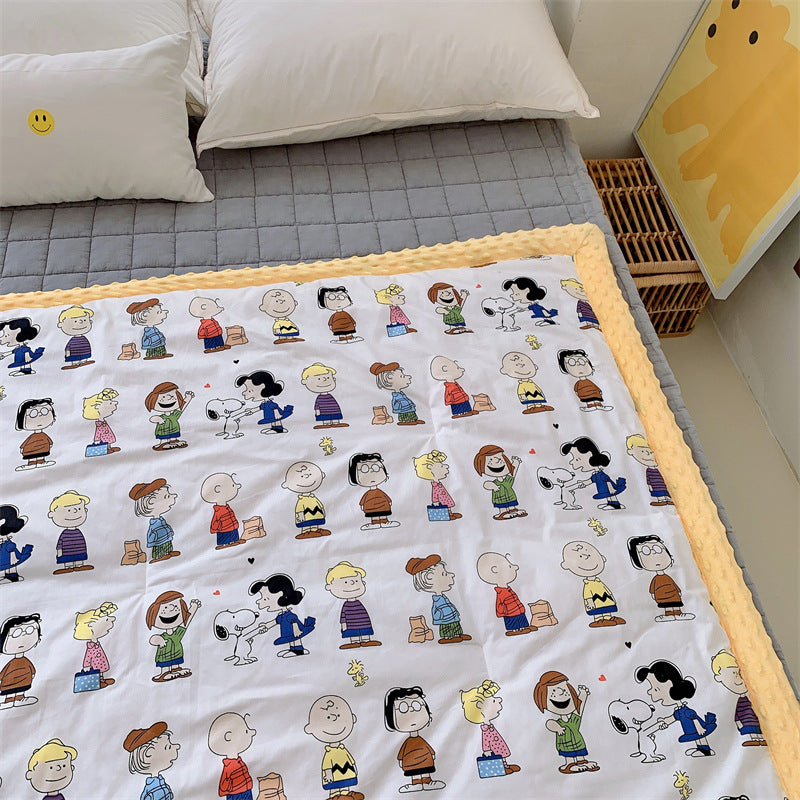 Kinderdecke mit Dinosaurier-Motiv und Minky-Rand