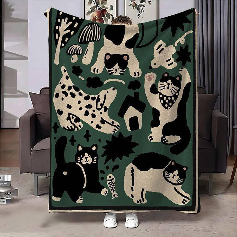 Kuschelige Wohndecke mit Katzenmotiv