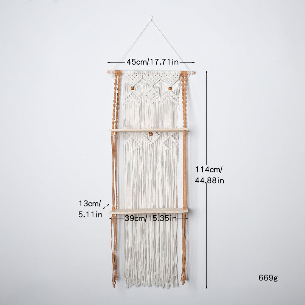 Macrame Hanging Wall Shelf Organizer