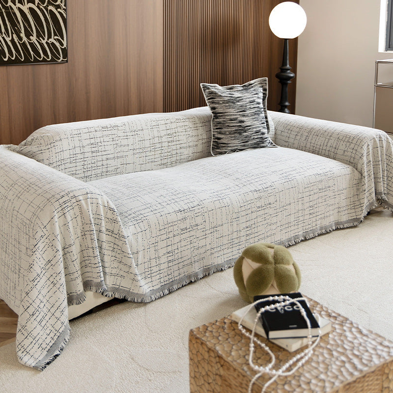 Universal Three-Seater Sofa Cover with Fringes