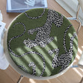 Runder Stuhlkissenbezug mit gewebtem Leoparden-Jacquard und elastischem Saum
