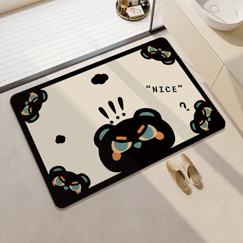 Cartoon Cat-Themed Bath Rug