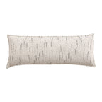Rectangular quilted decorative cushion with fine line embroidery and natural linen texture