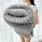 Plush Ribbed Throw Blanket