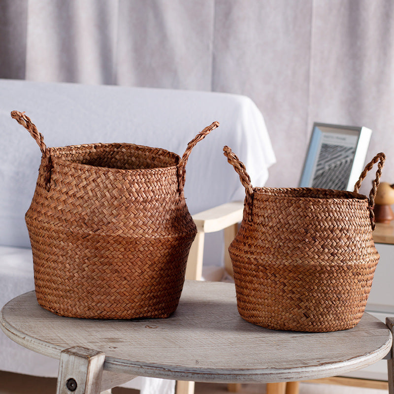 Handwoven Natural Fiber Storage Basket