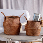 Handwoven Natural Fiber Storage Basket