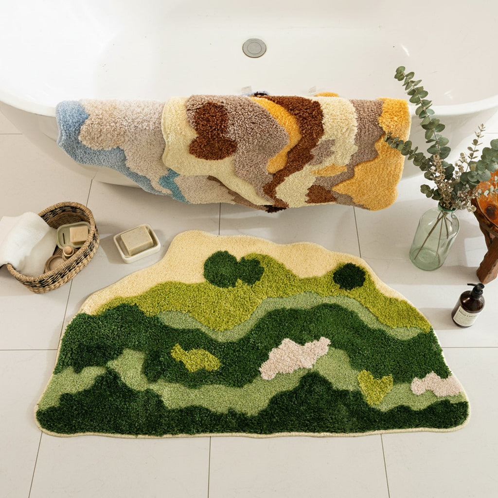 Shaped Hand-Tufted Moss-Texture Rug