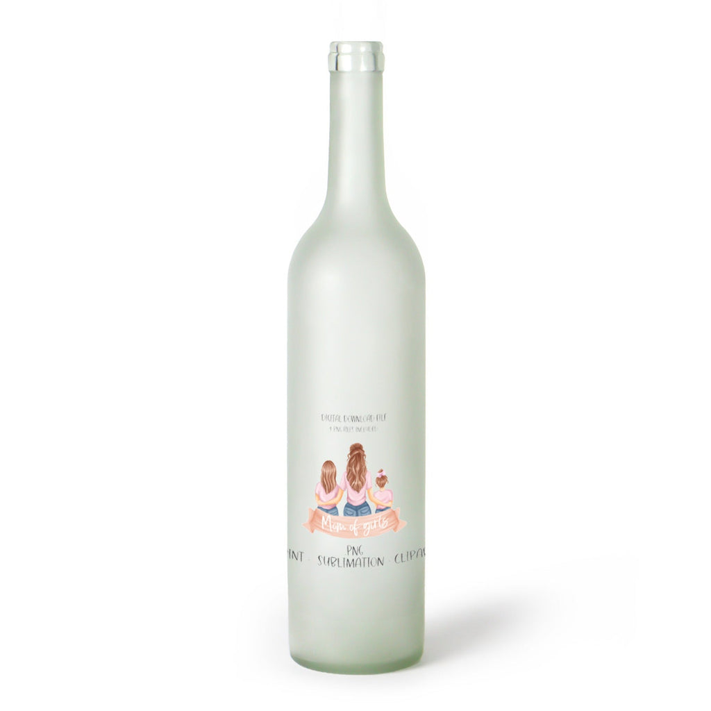 Decorative Frosted Glass Bottle Vase With Fashion Collage Decal
