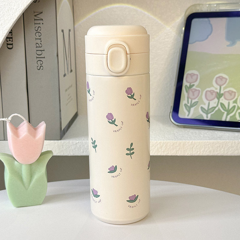 Women's Insulated Water Bottle with Floral Design