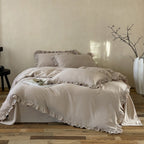 Elegantes Baumwoll-Bettwäsche-Set mit Rüschen und Perkal-Finish