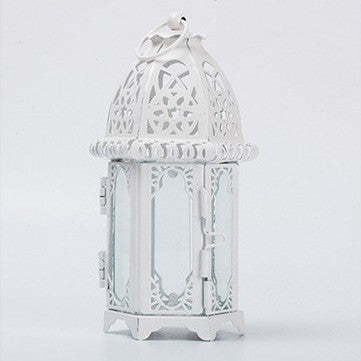 Moroccan-Style Metal and Glass Decorative Hanging Lantern
