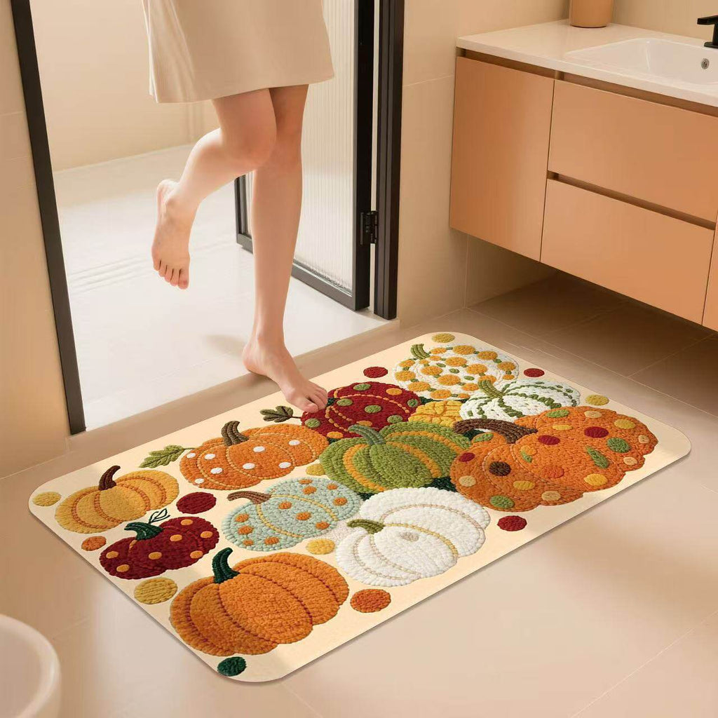 Pumpkin-Themed Bath Mat