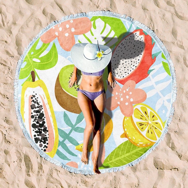 Rundes Strandtuch mit Sonnenuntergangs-Design