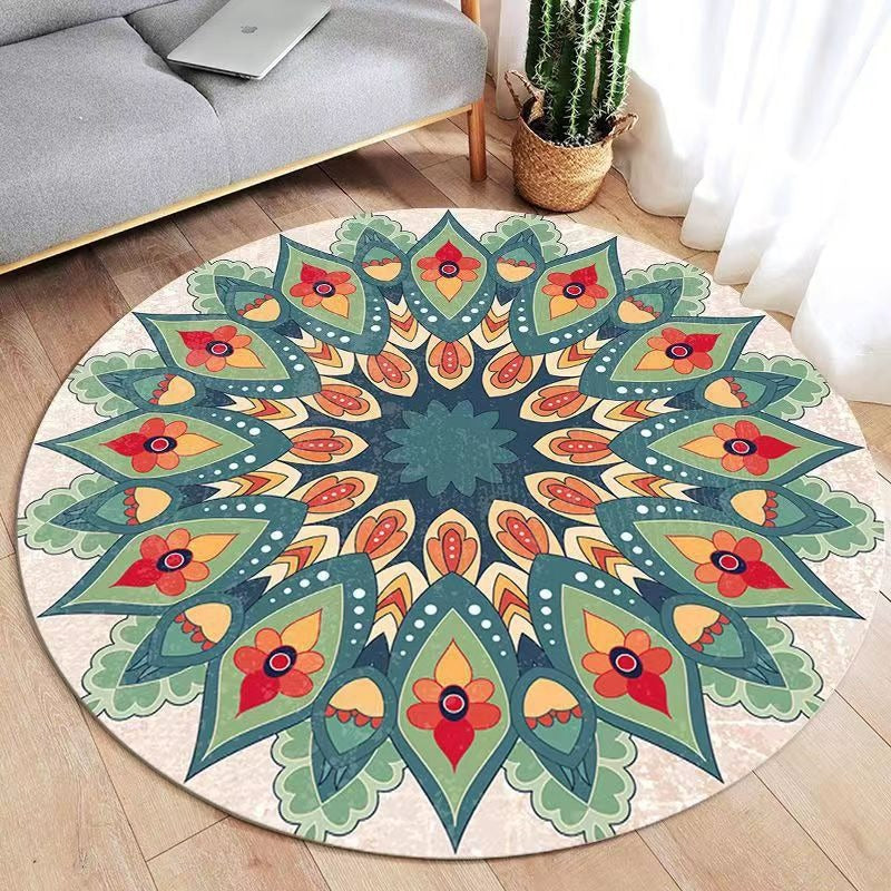 Runder Vintage-Blumen-Teppich
