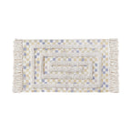 Hand-Tufted Bathroom Mat with Fringes and Dot-and-Dash Pattern