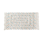 Hand-Tufted Bathroom Mat with Fringes and Dot-and-Dash Pattern
