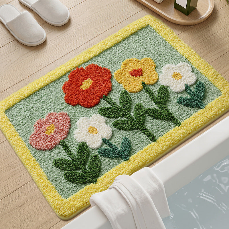Textured Floral Bath Mat