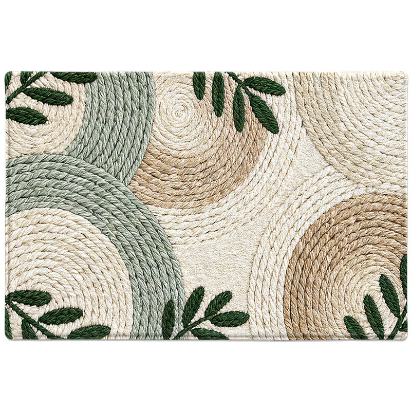 Textured Leaf Print Entrance Mat
