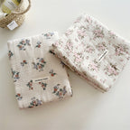 Unisex Cotton Muslin Blanket with Floral Design and Ruffle Details