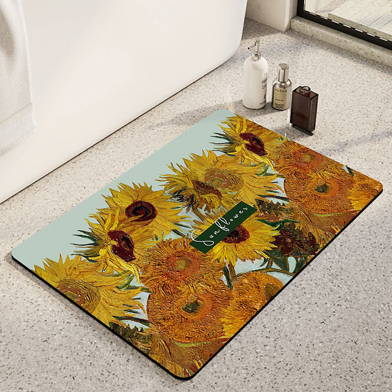 Sunflower-Themed Bath Mat