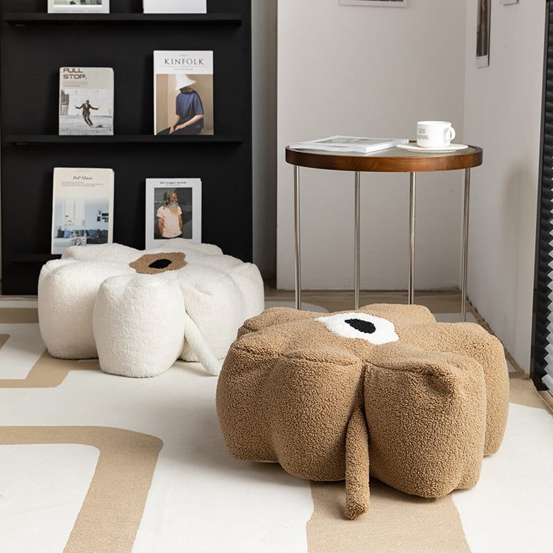 Flower-Shaped Bouclé Floor Pouf