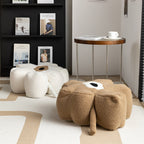 Flower-Shaped Bouclé Floor Pouf