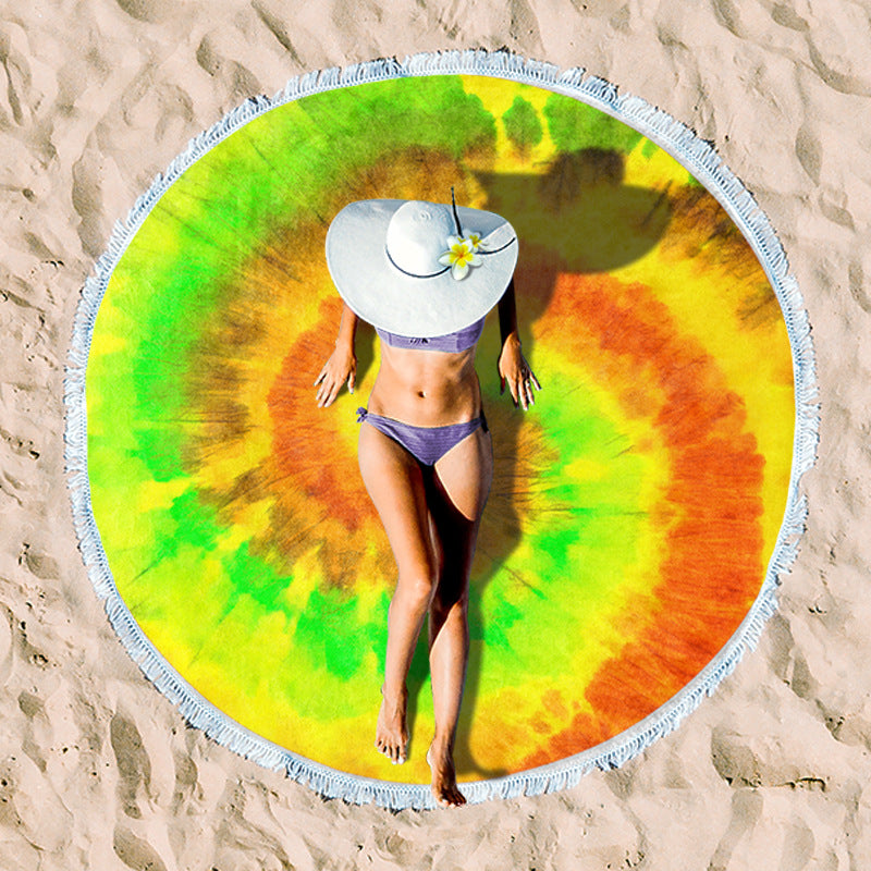 Rundes Strandtuch mit Sonnenuntergangs-Design