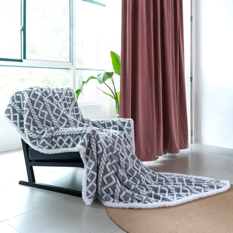 Women's Cozy Reversible Blanket with Geometric Pattern
