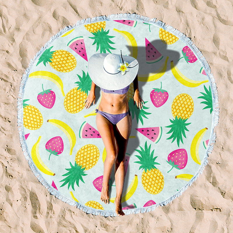 Rundes Strandtuch mit Sonnenuntergangs-Design