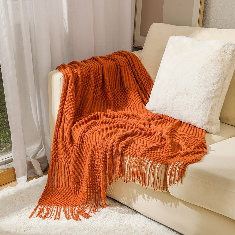 Knitted Blanket with Textured Design