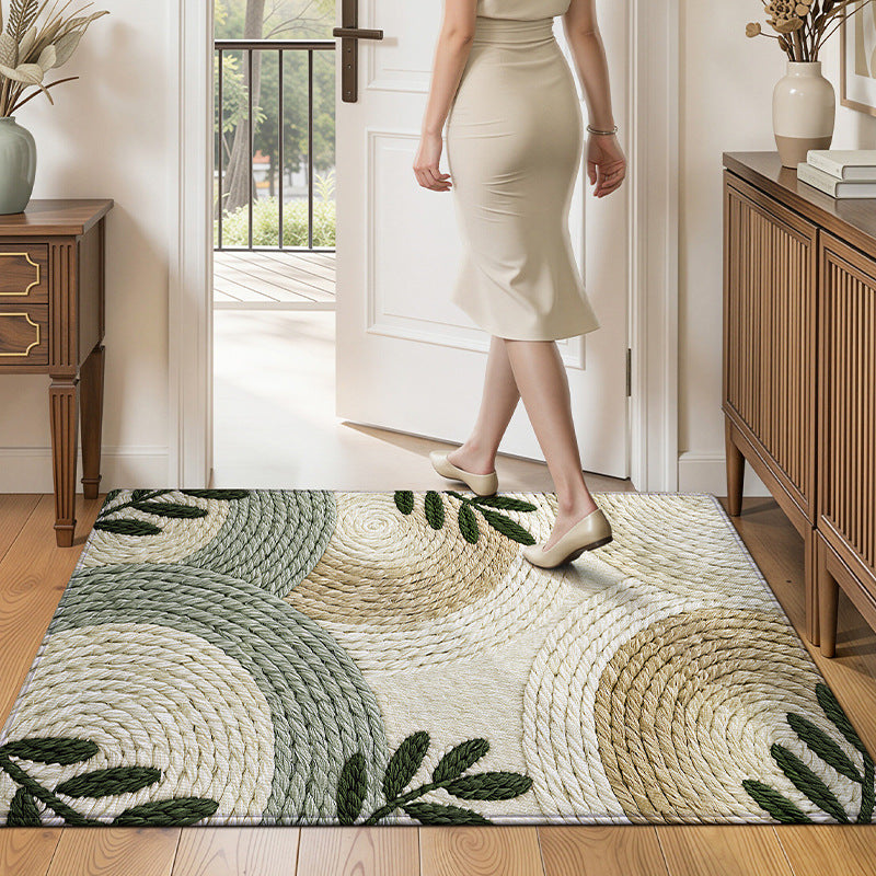 Textured Leaf Print Entrance Mat